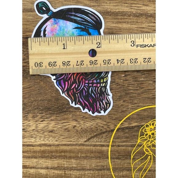 Tie Dye Viking Skull Sticker - Picture 4 of 5